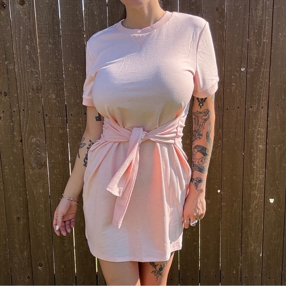 English Factory Dresses & Skirts - English Factory Baby Pink Waist-Tie Dress
